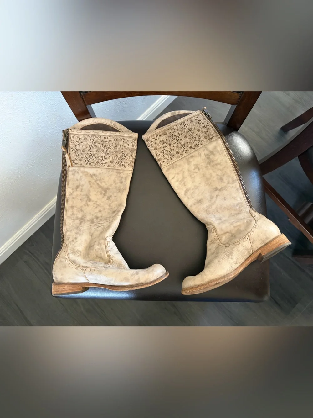 Corral Beige Embossed Over-the-Knee Boots